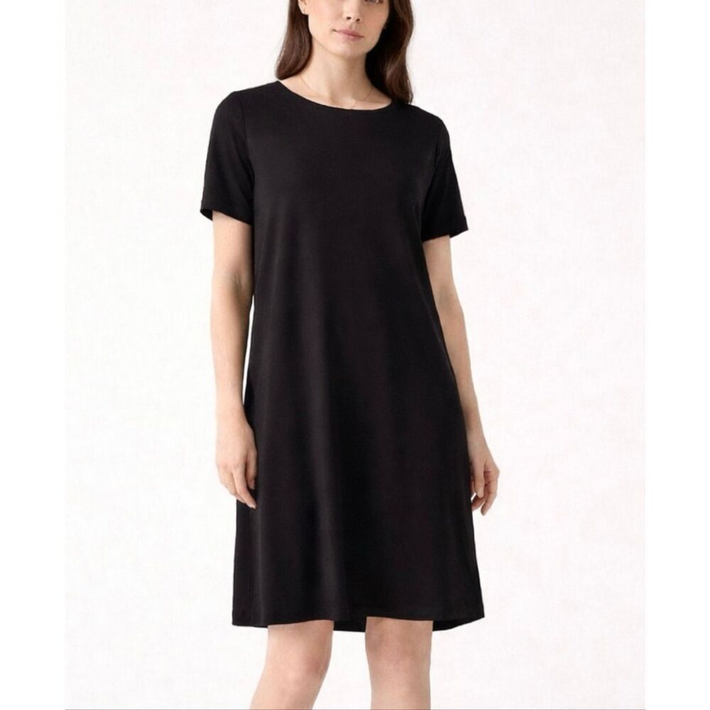 Eileen Fisher small petite black oversized tshirt dress